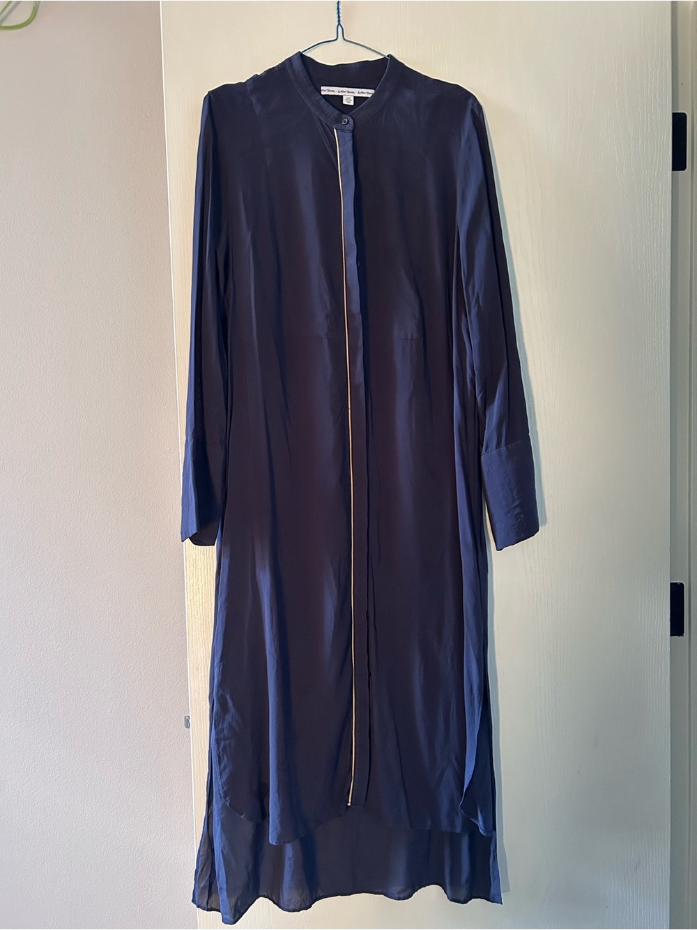 &Otherstories Long Navy Button-Front Women's Shirt Dress With Piped Trim